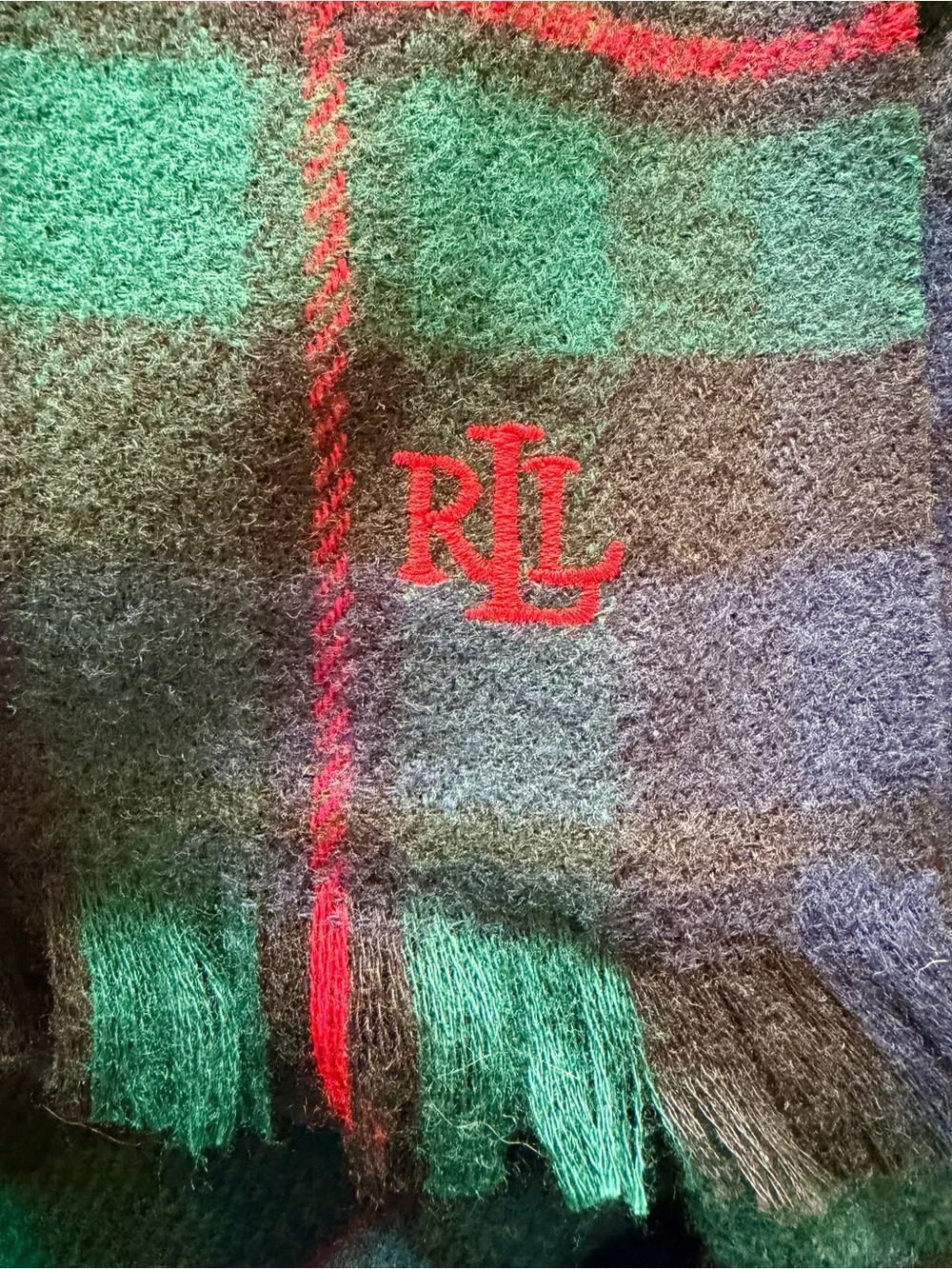 Lauren Ralph Lauren Blackwatch Plaid Oversized Scarf Wrap Shawl One Size